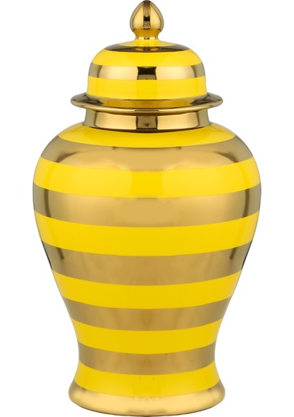 Dory Çizgili Vazo Sarı Gold 12X19X32 cm AK.WLT0622