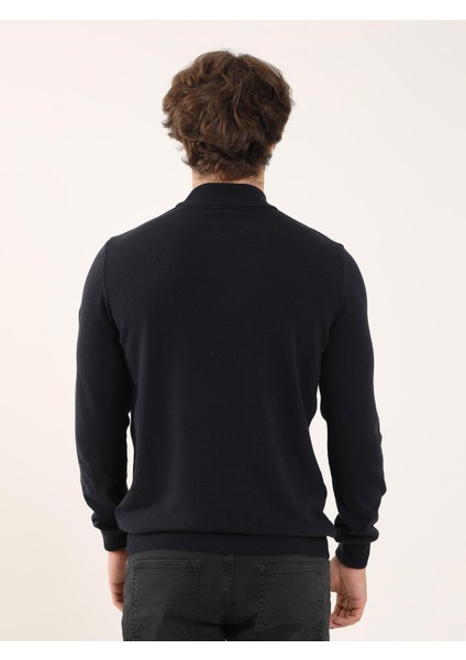 Lacivert Erkek Slim Fit Yarım Balıkçı Yaka Triko - 91097 indirimleri