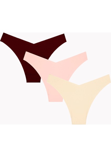 Ten Bordo Cappuccino 3lü Lazer V Shape Brazillian Külot indirimleri