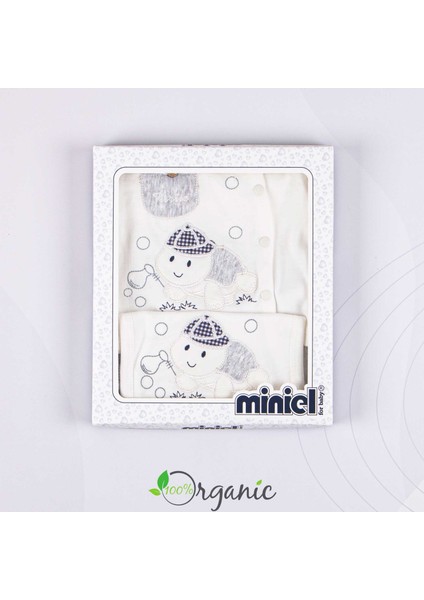 Bebek Mini Turtle Nakışlı 5li Hastane Çıkışı Seti - Ekru