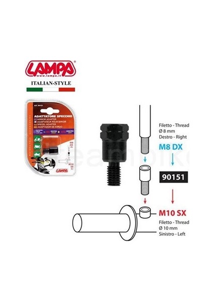 Motosiklet Ayna Adaptörü M8DX R M10SX L Dönüştürücü 90151