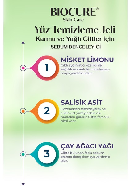Yüz Temizleme Jeli Karma ve Yağlı Ciltler Için Derinlemesine Temizleyici Salisilik Asit 250ML