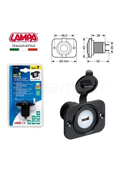 EXT-7 Usb Soketi Yüzeye Monte Koruma Kapaklı 39006
