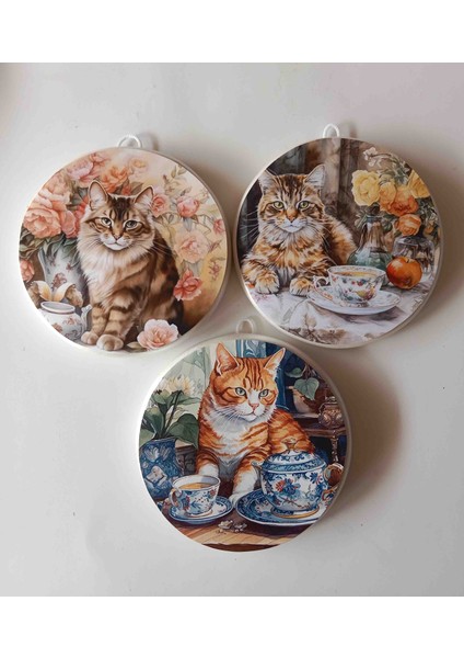 Kedi Temalı 3 Lü Duvar Süsü