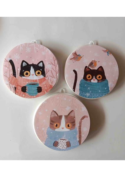 Kedi Temalı 3 Lü Duvar Süsü