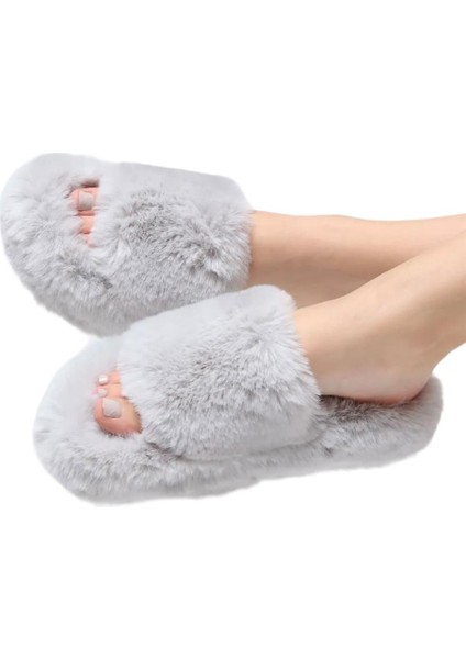 Ekstra Yumuşak Tüylü Kadın Terlik GRİ fiyatları
