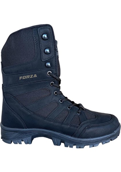 Fermuarlı Bağcıklı Erkek Uzun Bot Siyah