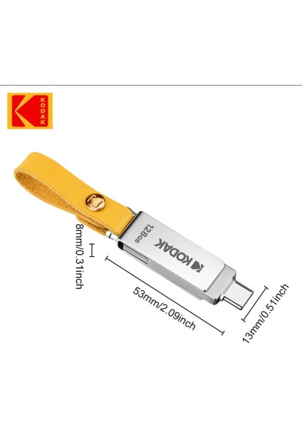 K243C 128Gb.Type-C ve Usb 3.1 Flash Bellek Type-C girişli Tüm telefonlara Ve İphone 15 Serisi Uygun Otg Çift Giriş Metal Sağlam Orjinal