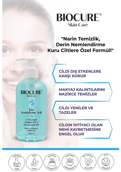 Yüz Temizleme Jeli Kuru Hassas Ciltler Için Derinlemesine Temizleyici 250ML x 2 Adet