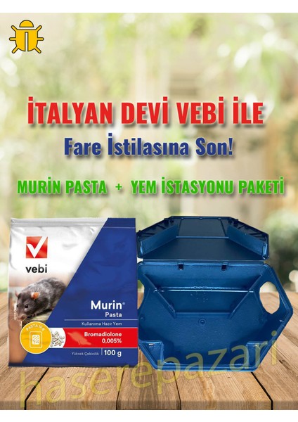 Vebi Murin Pasta Fare Yemi 100 gr + Kilitli Yem Istasyonu Seti