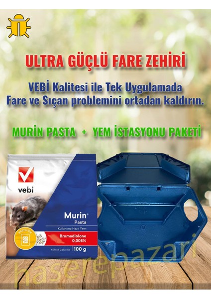 Vebi Murin Pasta Fare Yemi 100 gr + Kilitli Yem Istasyonu Seti