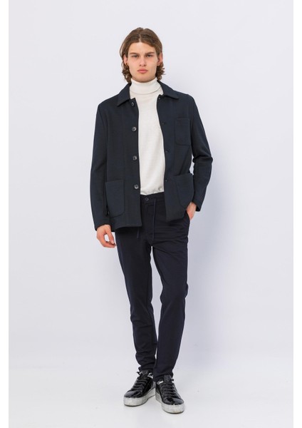 Erkek Düğmeli Çok Cepli Rahat Blazer Regular Fit Klasik Ceket
