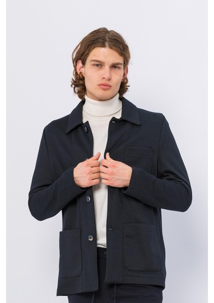Erkek Düğmeli Çok Cepli Rahat Blazer Regular Fit Klasik Ceket