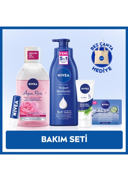 Nıvea Vücut Losyonu 400ML,MAKYAJ Temizleme Suyu,dudak Bakım Kremi,yüz Kremi,el Kremi,bez Çanta Hediye