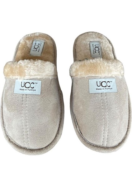 Unisex Peluşlu Ev Terliği Bej