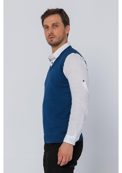 Erkek V Yaka Süveter Rahat Regular Fit Kolsuz Kazak fiyatları