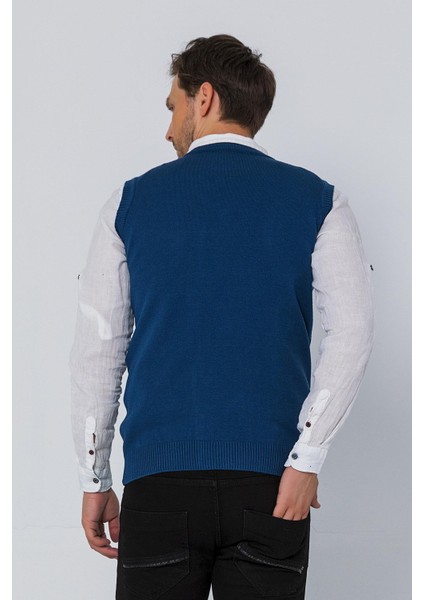 Erkek V Yaka Süveter Rahat Regular Fit Kolsuz Kazak modelleri