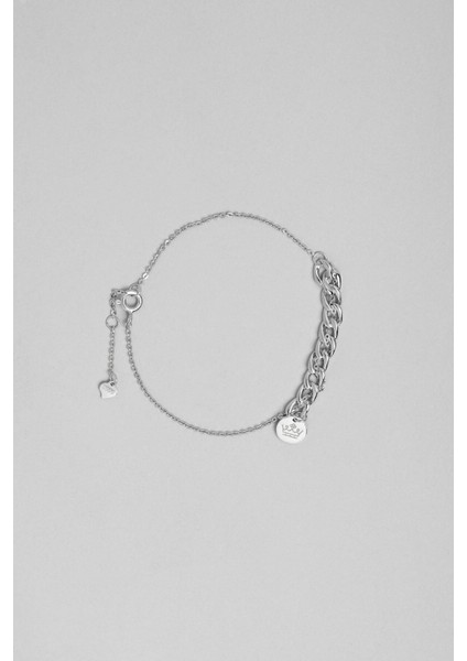 Bella 18 Ayar Beyaz Altın Kaplama 18 cm Gümüş Bileklik