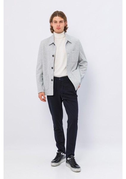 Erkek Düğmeli Çok Cepli Rahat Blazer Regular Fit Klasik Ceket