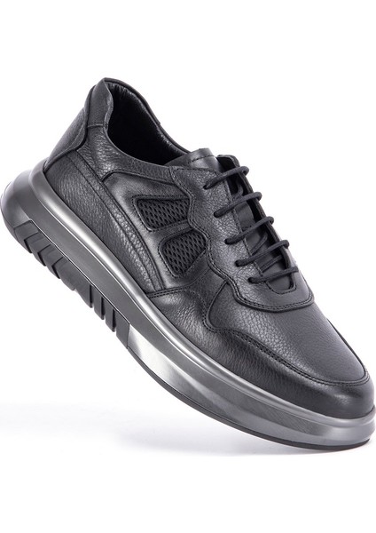 SİYAH ERKEK DERİ SNEAKER