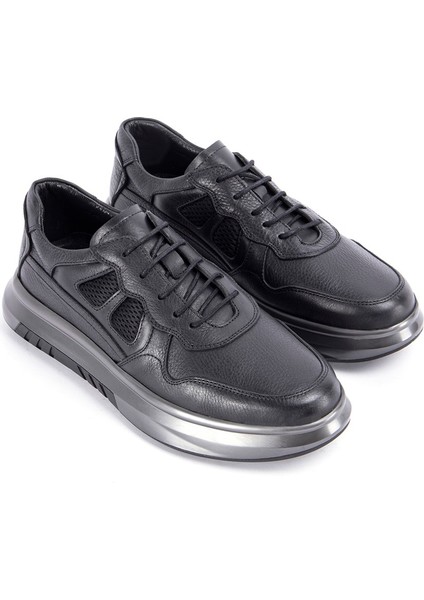 SİYAH ERKEK DERİ SNEAKER