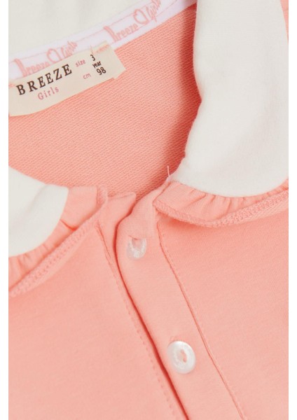 Kız Çocuk Sweatshirt Tavşan Nakışlı Düğmeli 2-6 Yaş, Somon