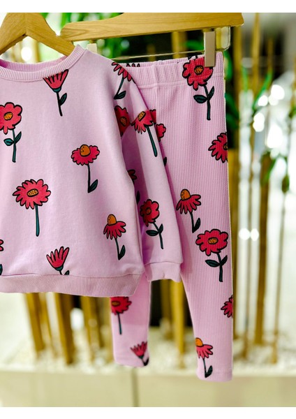 Lale Desenli Kız Çocuk Taytlı takım - Lila fiyatları