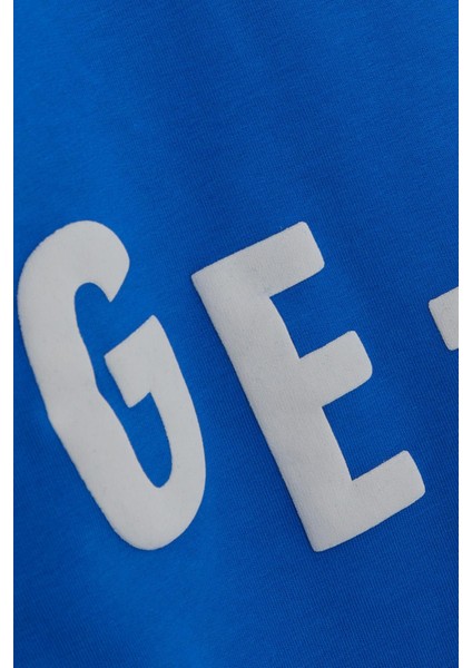Girls & Boys Erkek Çocuk Sweatshirt Kapüşonlu Yazı Baskılı 8-14 Yaş, Saks Mavisi