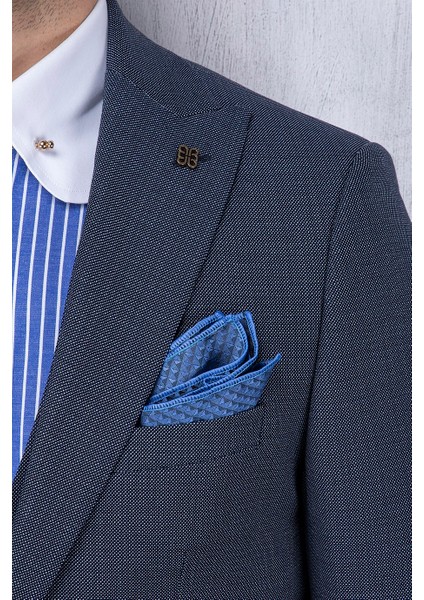 Erkek Slim Fit Sivri Yaka Lacivert Yelekli Takım Elbise fırsatları