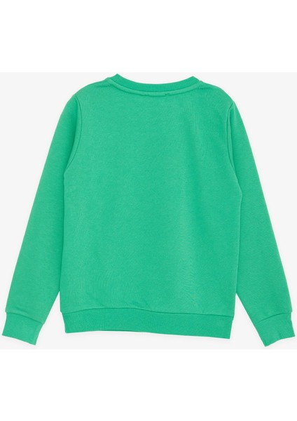 Girls & Boys Erkek Çocuk Sweatshirt Yazı Baskılı 8-14 Yaş, Yeşil