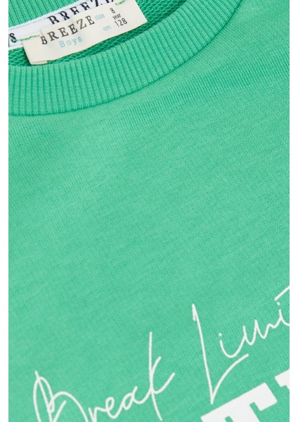 Girls & Boys Erkek Çocuk Sweatshirt Yazı Baskılı 8-14 Yaş, Yeşil
