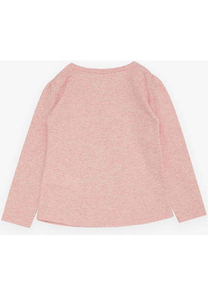 Kız Çocuk Uzun Kollu Tişört Kendini Sanatçı Hisseden Kız Baskılı 3-8 Yaş, Somon Melanj indirimleri