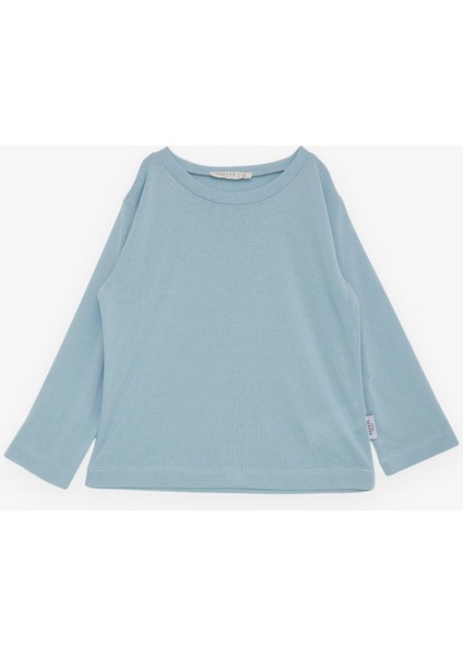 Girls & Boys Erkek Çocuk Uzun Kollu Tişört Basic 1-4 Yaş, Su Yeşili