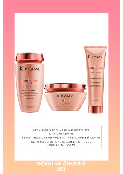 Discipline Bain Fluidealiste Şampuan 250 ml + Maskeratine Saç Maskesi 200ML + Oleo-Curl Krem 150ML
