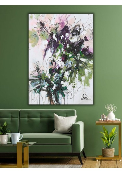 Yağlı Boya Tablo %100 El Yapımı 55CMX70CM Çiçek Soyut