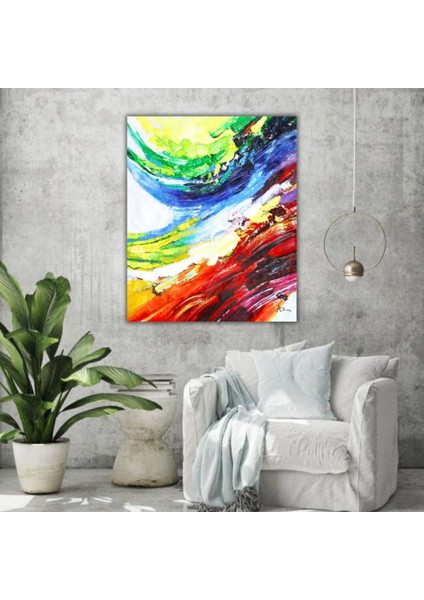 Yağlı Boya Tablo %100 El Yapımı 84CMX100CM Soyut Dokulu