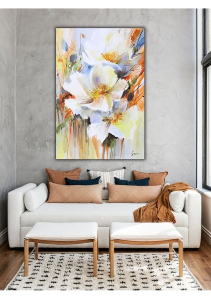 Yağlı Boya Tablo %100 El Yapımı 55CMX75CM Çiçek Soyut