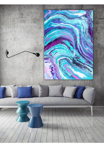 Yağlı Boya Tablo %100 El Yapımı 84CMX115CM Ebru Soyut