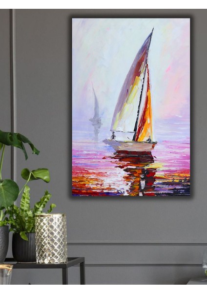 Yağlı Boya Tablo El Yapımı 65CMX90CM Yelken Deniz