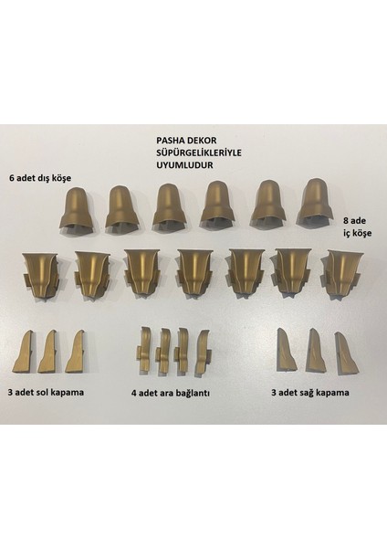 6 cm Altın Yaldız Süpürgelik İç Köşe Dış Köşe Aparat