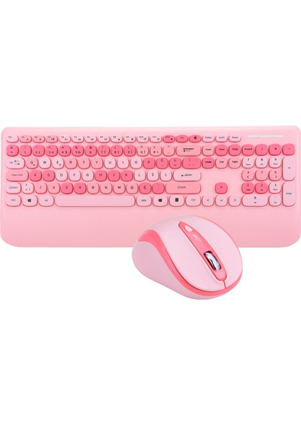 KM-6281 Candy Renkli Tuşlu Pembe Kablosuz Q Multimedia Klavye + Mouse Set