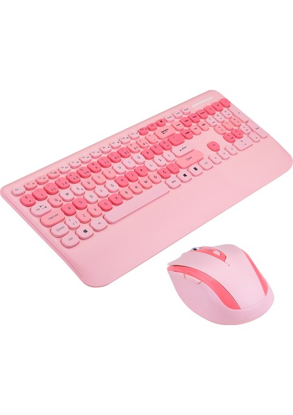 KM-6281 Candy Renkli Tuşlu Pembe Kablosuz Q Multimedia Klavye + Mouse Set