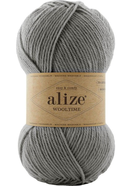 Wool Time %75 Yünlü El Örgü Ipi 21-Gri