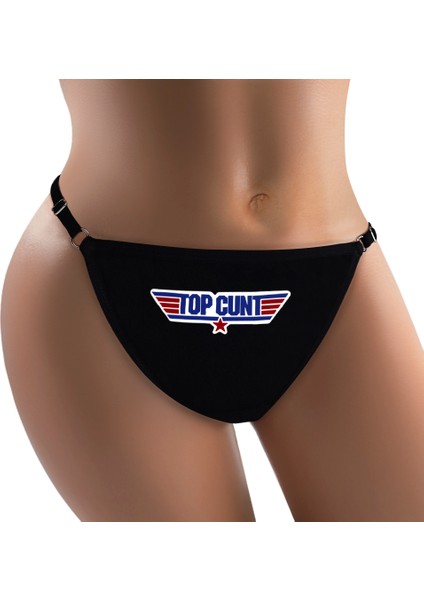- Top Cunt Baskılı Pamuk Ayarlanabilir G-String, Tanga, Kadın Iç Çamaşırı