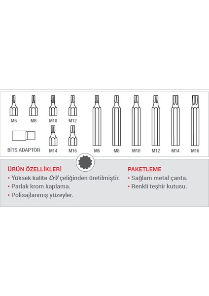 13 Parça Spline Power Bits Set