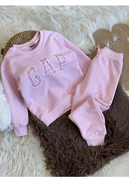 Yeni Sezon Çocuk Leopar Aplike Detaylı Alt Üst Eşofman Takım