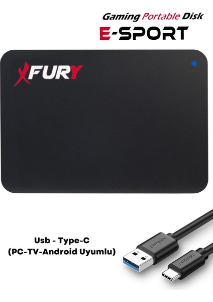 E-Sport 320 GB Harici Disk - Taşınabilir Disk - Taşınabilir Harddisk- Type-c (PC-TV-ANDROİD UYUMLU)