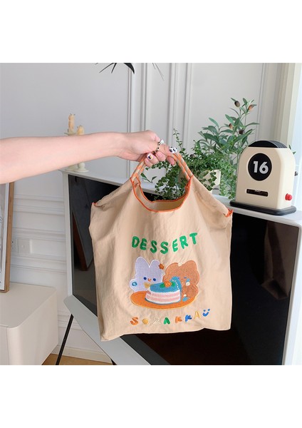 Işlemeli Alışveriş Çantası Kız Çocuk Çantası Omuz Çantası (Yurt Dışından)