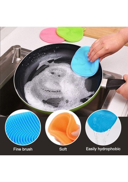3 Adet Pembe 6/3 Adet Mutfak Temizleme Fırçası Silikon Bulaşık Yıkama Fırçası Meyve Sebze Temizleme Fırçaları Pot Tava Sünger Ovma Pedleri Masa Mat (Yurt Dışından)