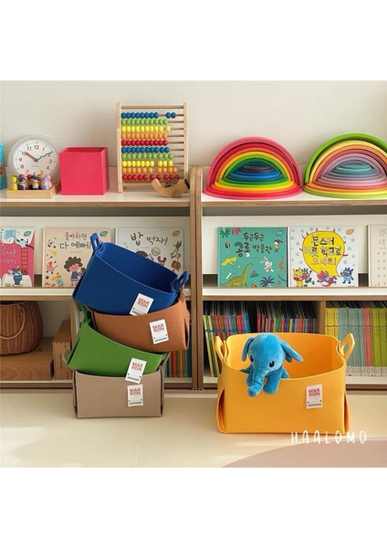 Koyu Mavi 36X25X22 Büyük Keçe Katlanır Kalınlaşma Saklama Kutusu Ev Aperatif Çocuk Oyuncak Iç Giyim Çeşitli Eşyalar Konteyner Kirli Çamaşır Depolama Sepeti (Yurt Dışından)